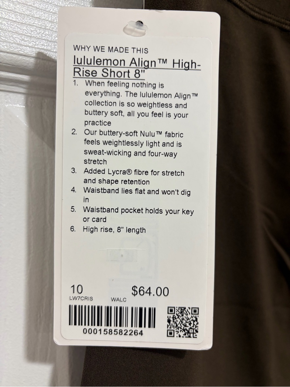 Women’s LULULEMON Align High Rise Short 8”~ Size 10~ NWT - Picture 6 of 6